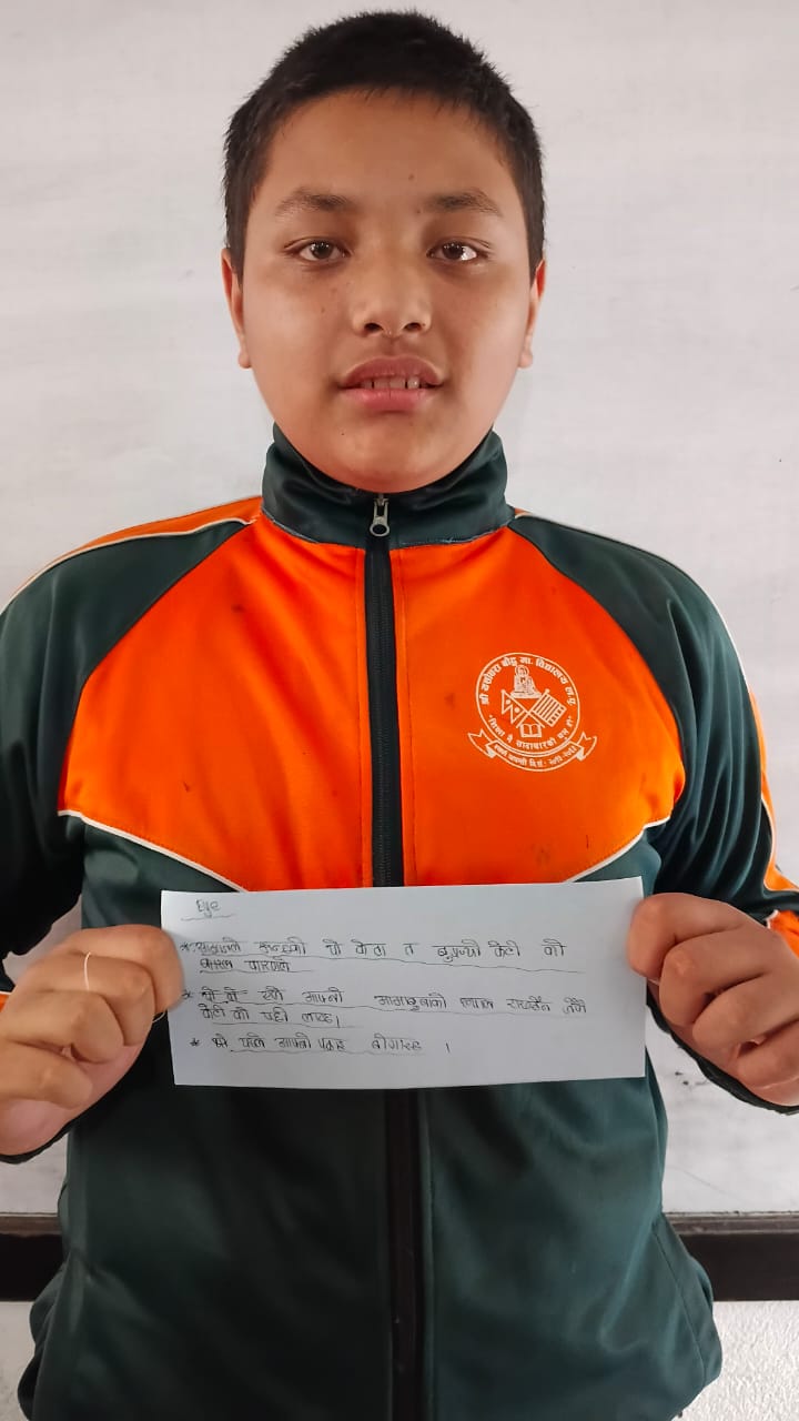 Hami DajuVai with the support from Lalitpur Metropolitan city ward no 6 implemented weMEN Club juniors project in Shree Yasodhara Bauddha Secondary School